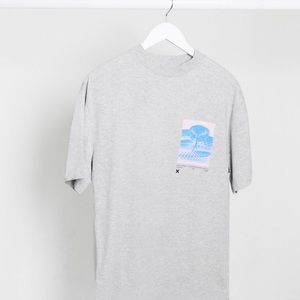 COLLUSION Unisex T-shirt with photographic print in gray marl